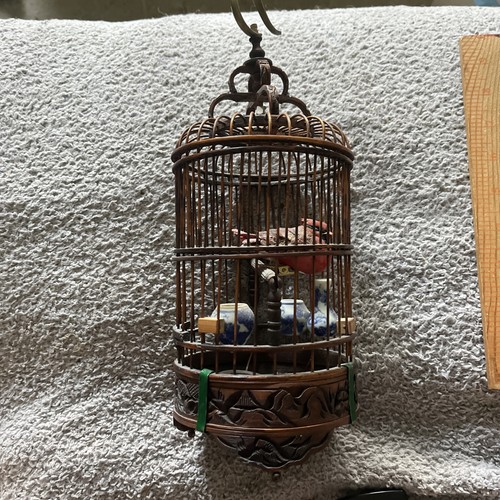 Vintage bamboo decorative bird - decorative,