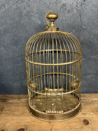 Antique brass hanging bird - brass,