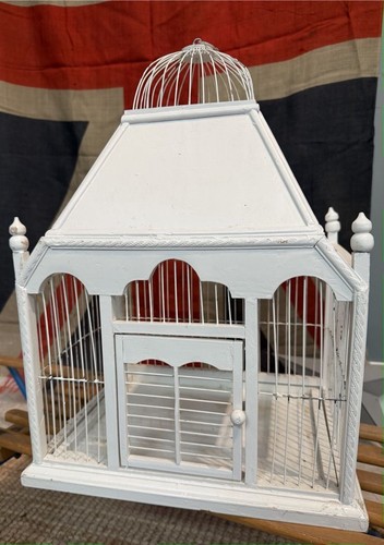 Antique white bird cage - bird,