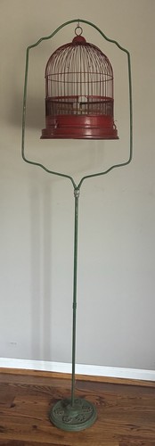 Antique bird cage wrought iron - cage,